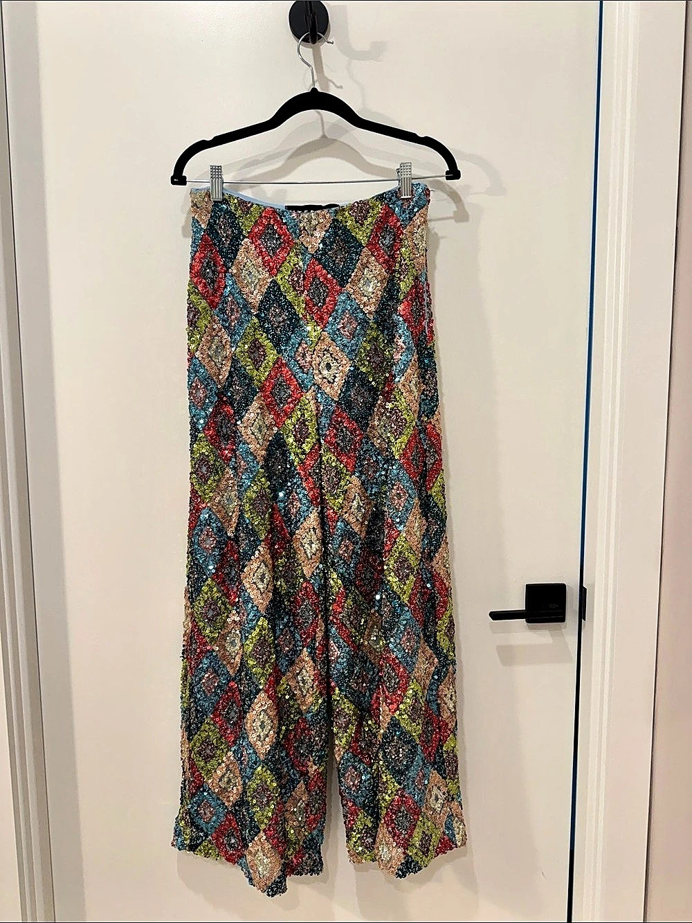 Uterqüe Sequin Wide Leg Pants in Multicolor
